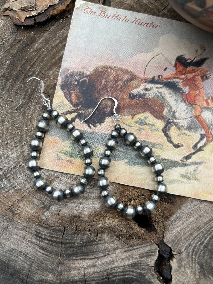 Large Silver Pearl Hoops